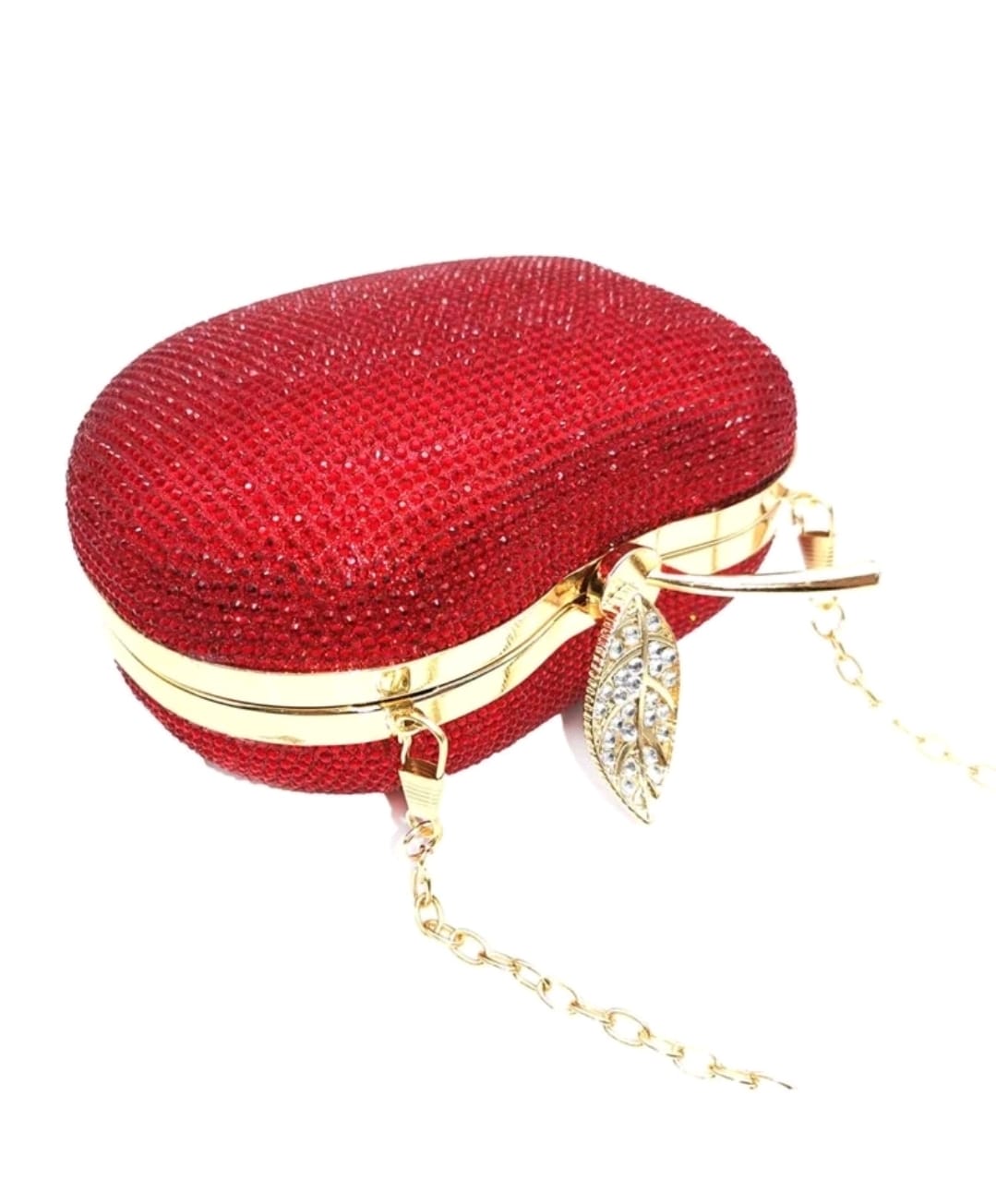 RHINESTONE APPLE CLUTCH BAG