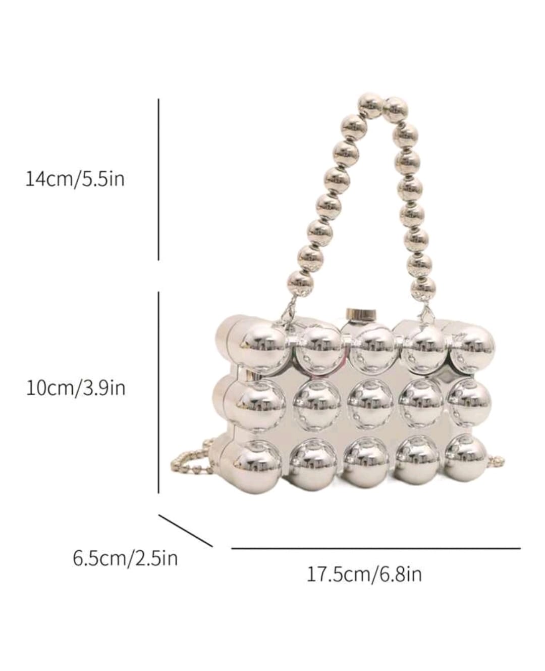 BEADED METAL LOOK DESIGN CLUTCH