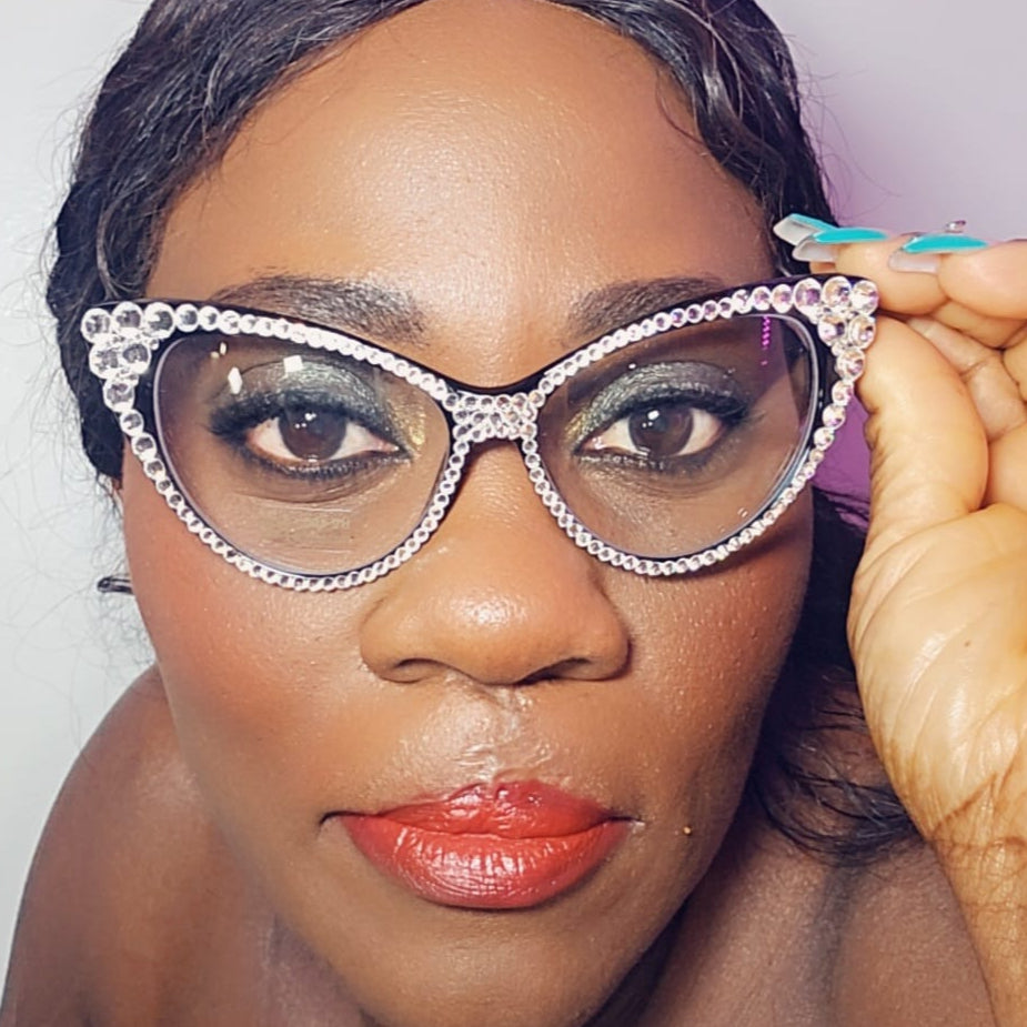 CAT EYE RHINESTONE FASHION GLASSES