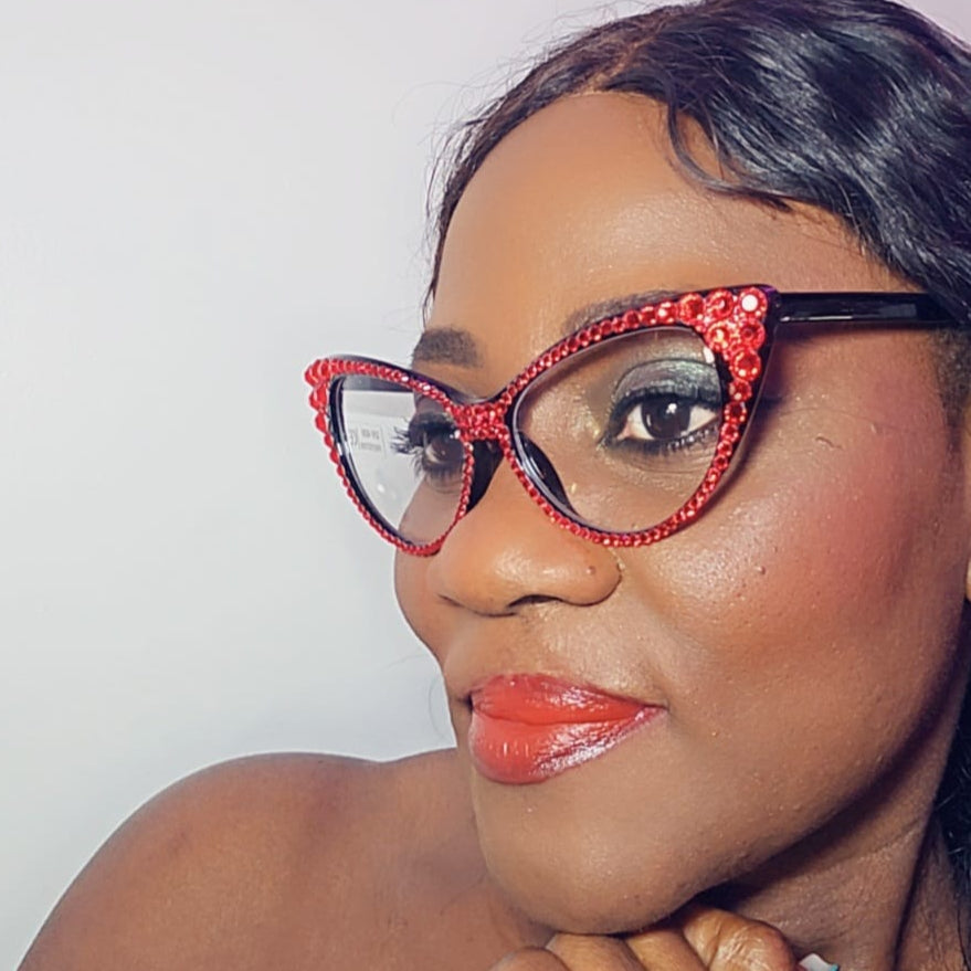 CAT EYE RHINESTONE FASHION GLASSES