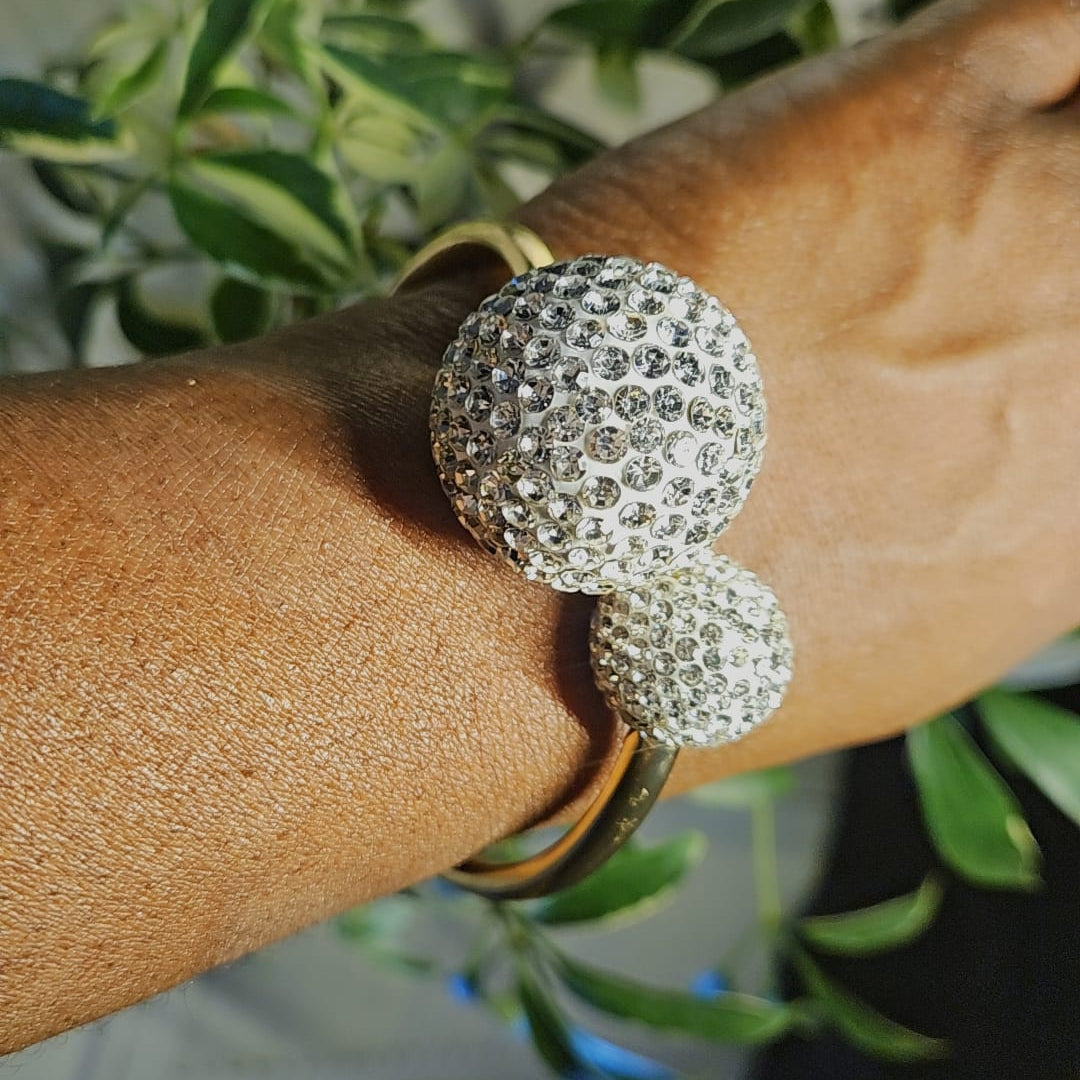 DOUBLE RHINESTONE BALL BRACLET