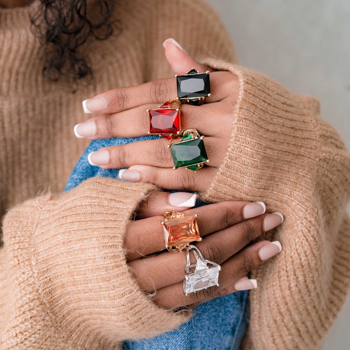 LARGE COLORED STONE STATEMENT RING SWP LOOK 030