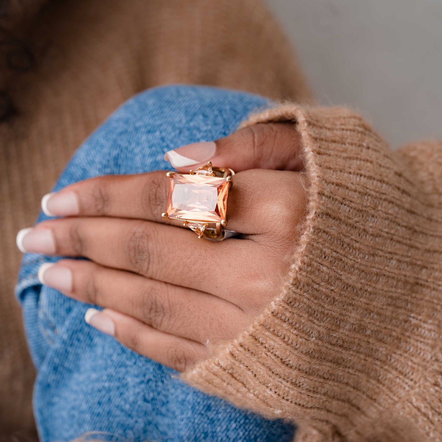 LARGE COLORED STONE STATEMENT RING SWP LOOK 030