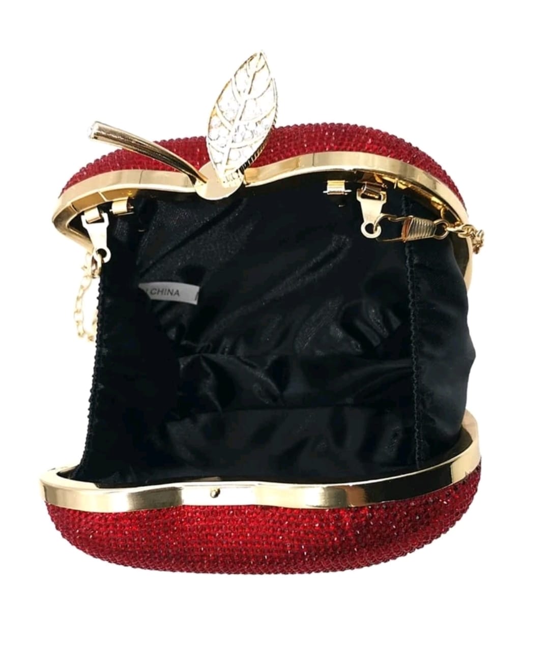 RHINESTONE APPLE CLUTCH BAG