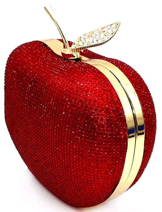 RHINESTONE APPLE CLUTCH BAG
