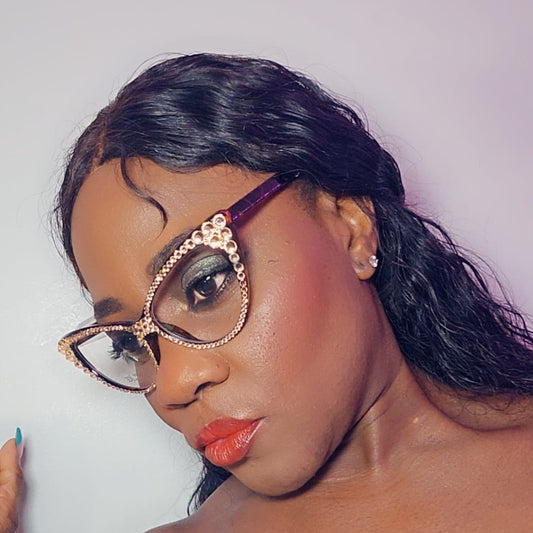 CAT EYE RHINESTONE FASHION GLASSES