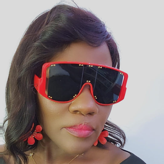 OVERSIZE STUDDED SQUARE SUNGLASSES