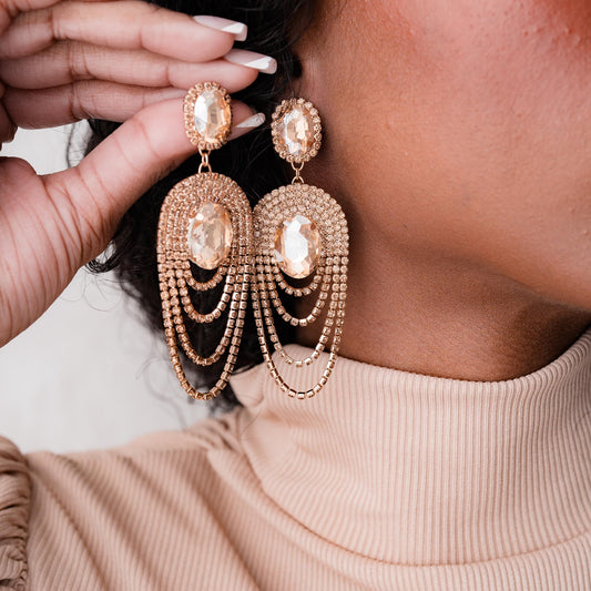 DOUBLE RHINESTONE DROP EARRING SWP LOOK 023