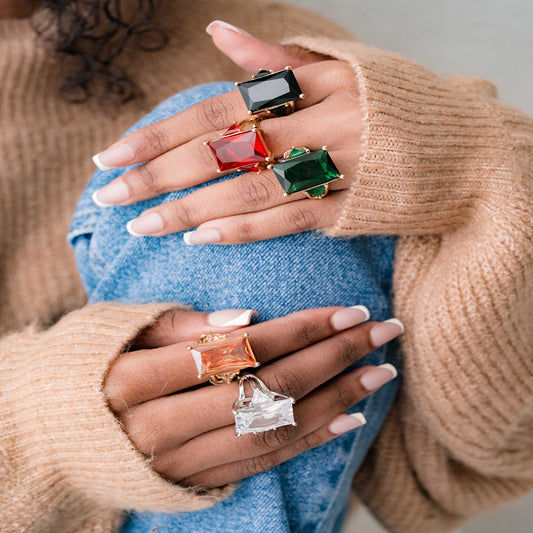 LARGE COLORED STONE STATEMENT RING SWP LOOK 030