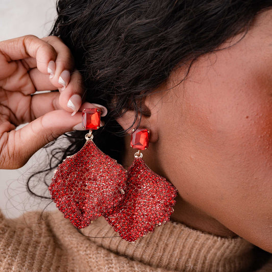RHINESTONE LEAF EARRING SWP LOOK 025