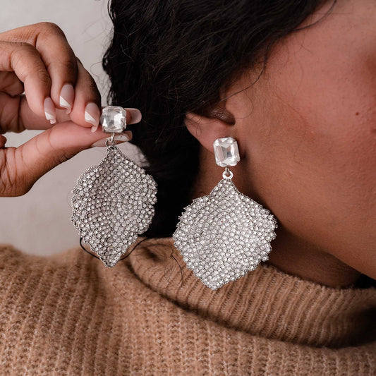 RHINESTONE DROP LEAF EARRING SWP LOOK 023